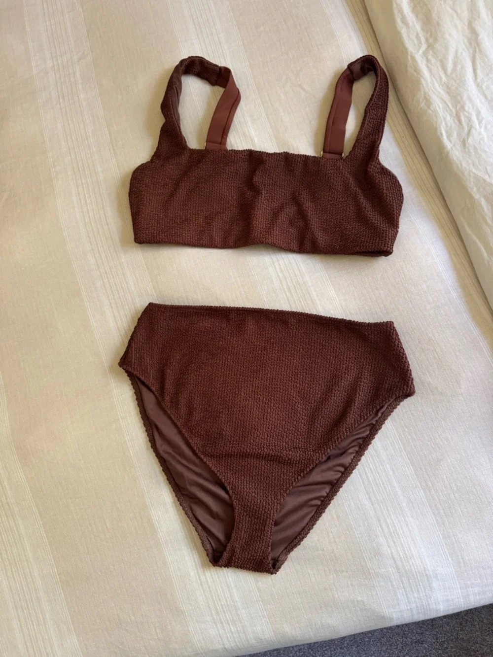 Show Me Your MuMu Chocolate Brown Textured High-Waist Bikini